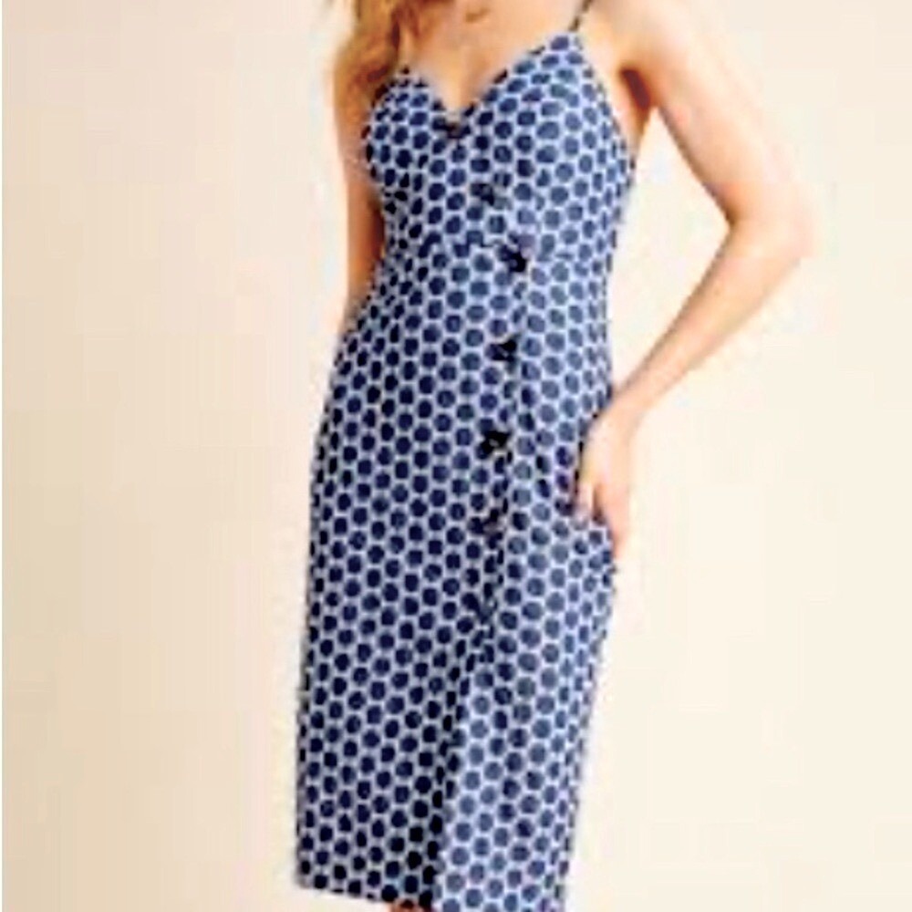 Anthropologie Waverly Gray 100% Cotton Denim Eyelet Morin Sheath Dress Small EUC
